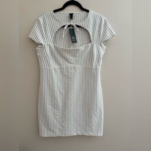 Wild Fable Women’s Short Sleeve Mini Shift Dress NWT Size XL White Black Stripe